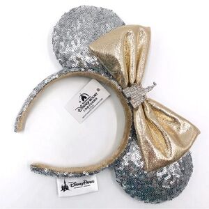 Disney Minnie Mouse Ears Silver Gold Sequins Headband